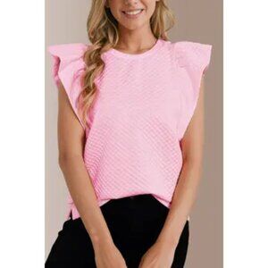 Textured Ruffle Short Sleeve Pullover Top | Feminine Casual Blouse 🤍